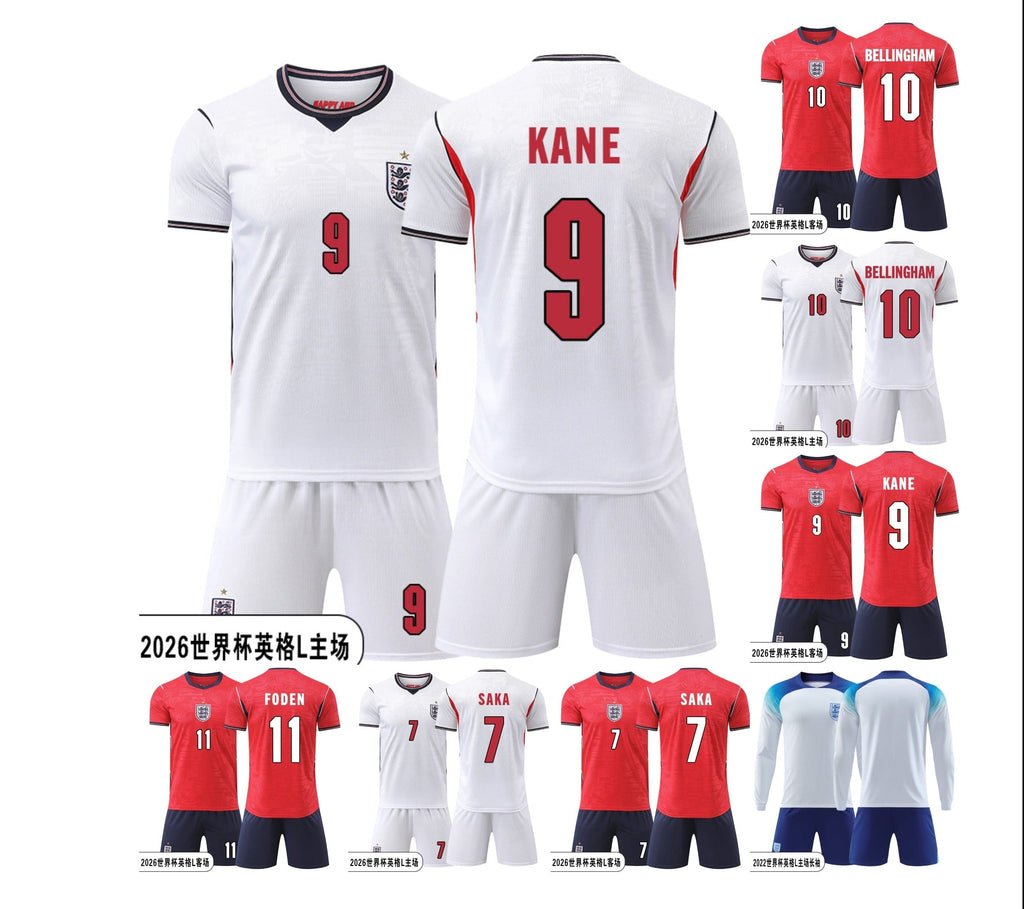 2026 England National Team Kids Soccer Jersey Set | World Cup Training & Match Football Kit for Boys & Girls Outfit Set | YGL2026