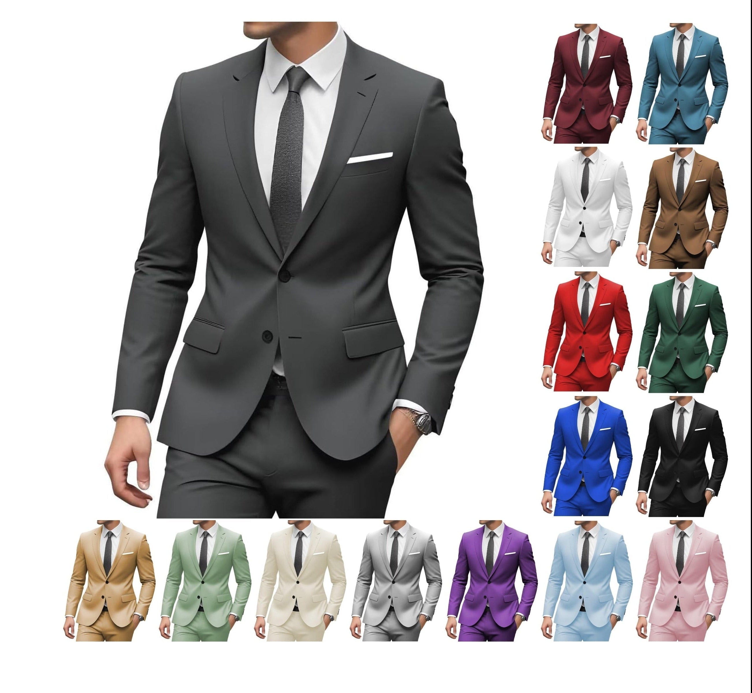 2026 Men‘s 2-Piece Wedding Suit Set | Notch Lapel Business Blazer & Trousers | Cross-Border Formal Wear for Grooms & Hosts | SBT001