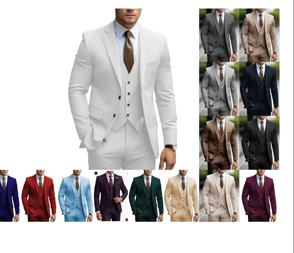 2026 Men‘s 3-Piece Suit Set | Loose Fit Wedding & Business Suit for Big & Tall Gentlemen | Cross-Border Formal Wear | SBT003
