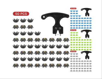 THESTRON Universal Golf Shoe Cleat Wrench & 4-Color TPU Replacement Spikes Kit | D-909