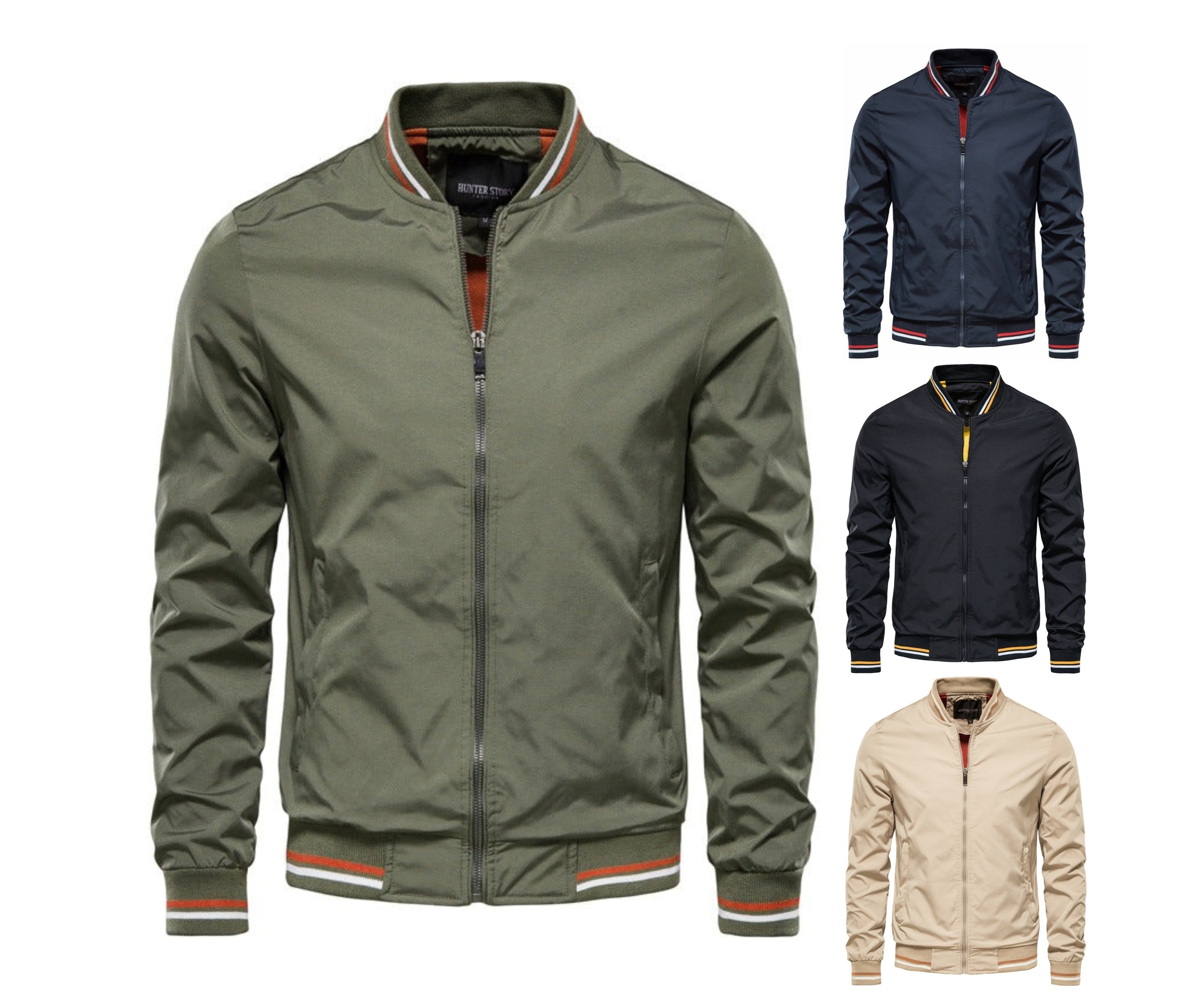 Men's Bomber Jacket – Full Zip Spring & Fall Active Outerwear Coat | 8831