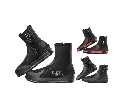 OUZO 5mm Neoprene Dive Boots | High-Top Puncture Resistant Water Shoes for Snorkeling & Surfing | Anti-Slip Beach Socks | BX5029-B