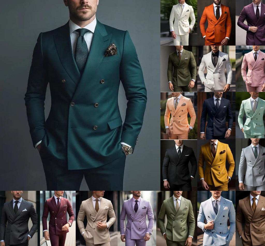 Men's Premium 2pcs Suits – Formal Wedding Groom Attire in Multiple Colors