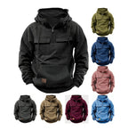 Men's Retro Hooded Pullover Solid Color Long Sleeve Hoodie for Autumn & Winter | AL74
