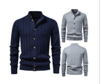 Men's Cotton Knit Cardigan | 2026 Winter Business Casual Button-Up Sweater | Stand Collar Warm Outerwear | SW255