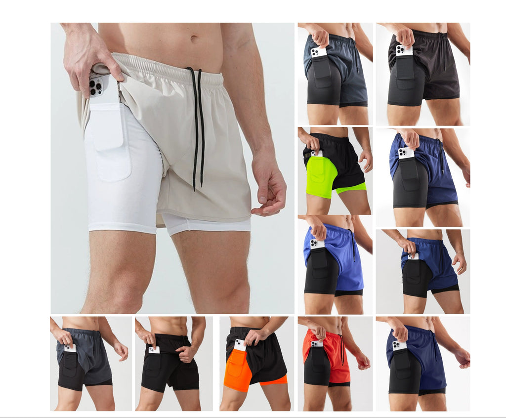 Men's 3/4 Running Shorts - Quick-Dry, Anti-Slip, Double-Layer Gym & Marathon Shorts | DK22001&WDK22001