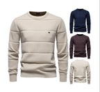 Men's Crew Neck Knit Sweater | 2026 Autumn Business Casual Pullover | Warm Cotton-Blend Jacquard Jumper | SW248