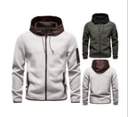 Men's Suede & Fleece Spliced Hoodie Jacket 2026 Winter Thick Warm Zip-Up Sweatshirt Casual Outerwear