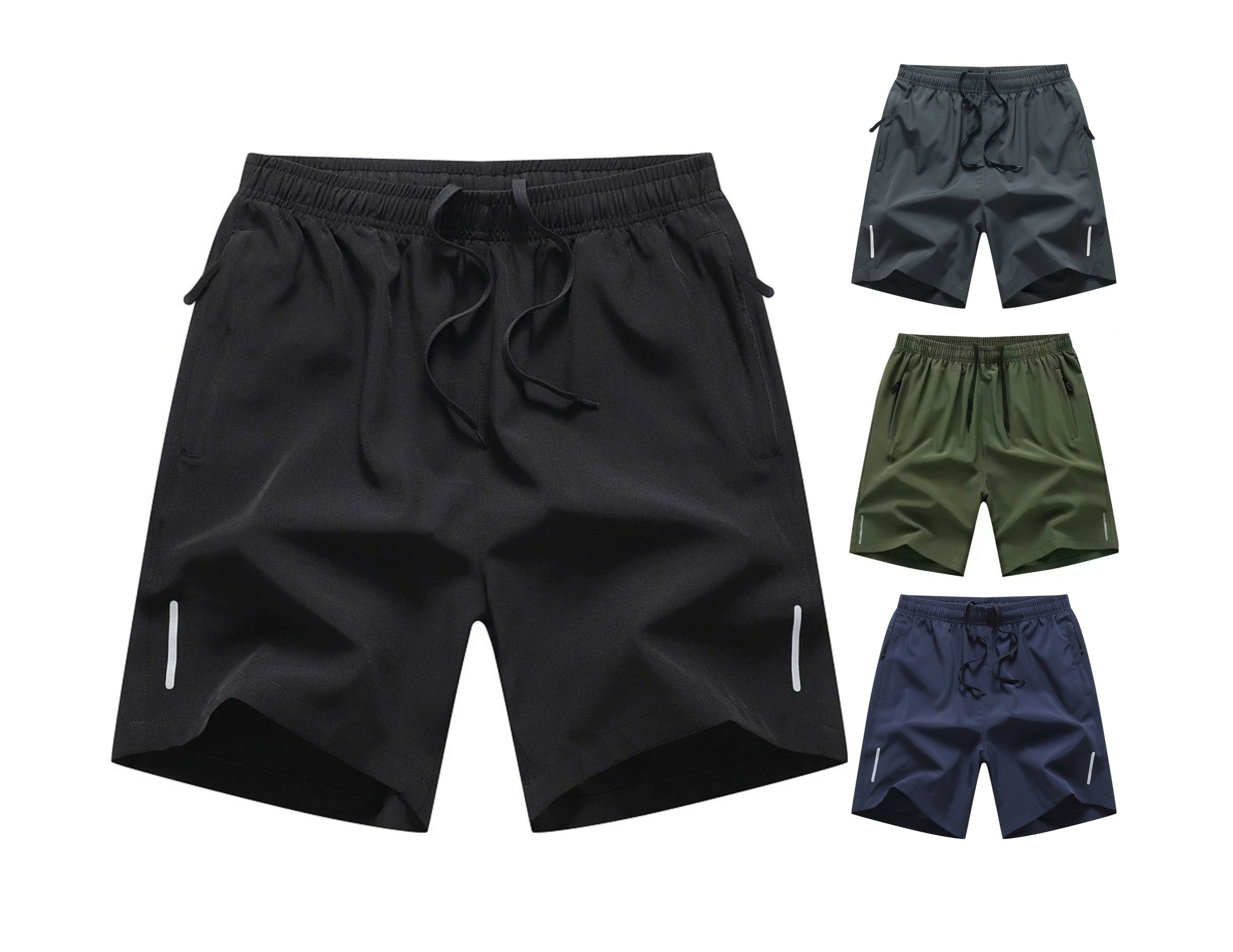 Men's Summer Quick-Dry Sports Shorts with Zipper Pockets Breathable Lightweight & Comfortable Drawstring Short | 8907