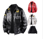 PU Leather Moto Jacket | F1 Racing Style Padded Biker Coat Waterproof Windproof Streetwear