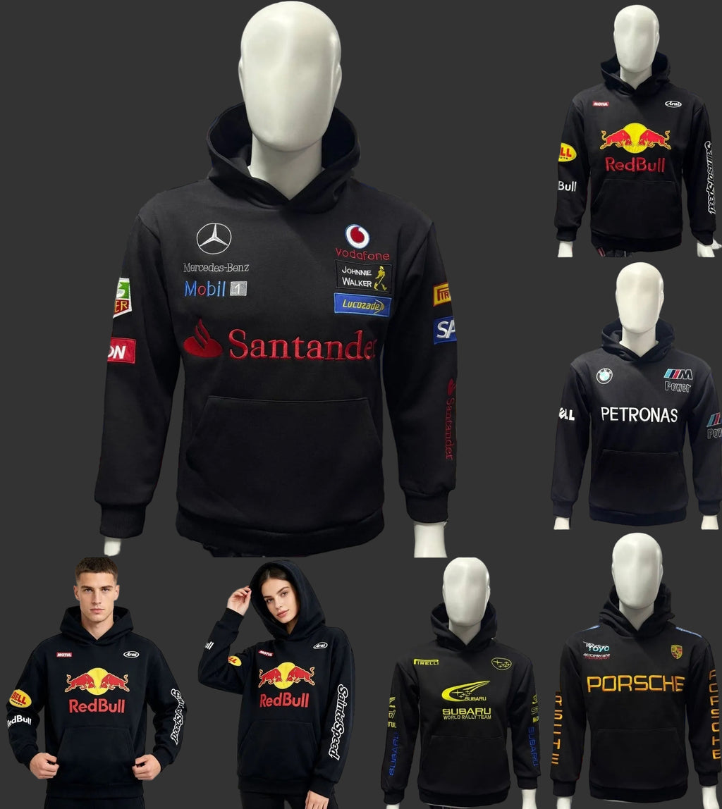 F1 Racing Embroidered Hoodie RedBull, Porsche, Mercedes, BMW & Subaru Styles Jacket | Unisex Streetwear Pullover Sweatshirt