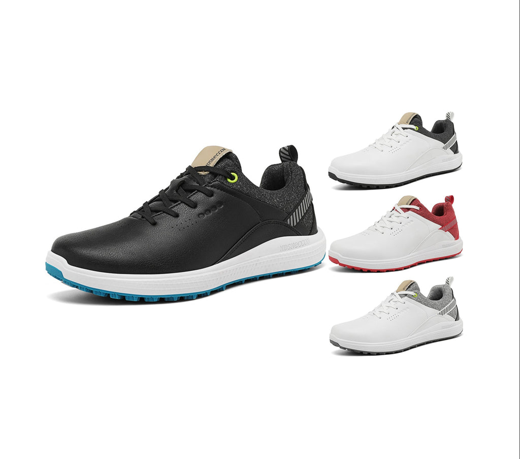 Men's Waterproof Golf Shoes | Anti-Slip Soft Spike Sneakers Breathable Microfiber Athletic All Weather Golf Trainers