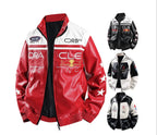 Polaris F1 Racing Jacket | Full Embroidered Premium PU Leather Coat | Unisex Moto Streetwear for Autumn & Winter