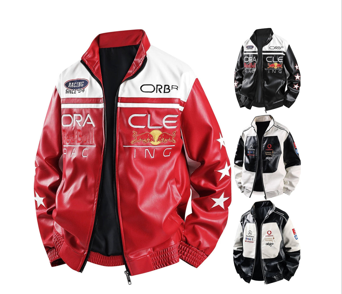 Polaris F1 Racing Jacket | Full Embroidered Premium PU Leather Coat | Unisex Moto Streetwear for Autumn & Winter