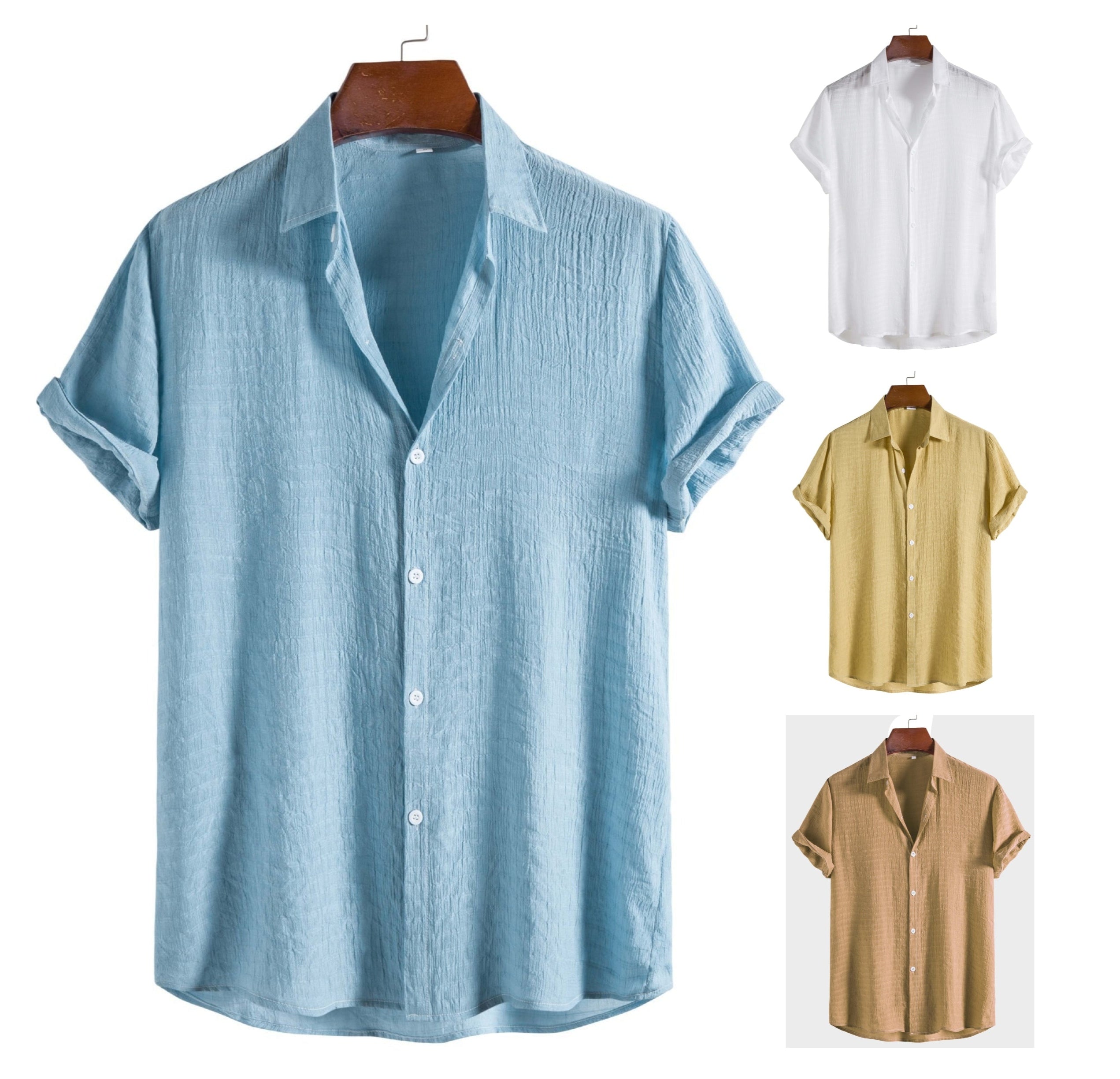Men's Classic Solid Jacquard Short-Sleeve Shirt | 16/172022
