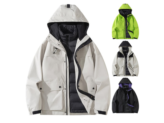 Senbo All-Weather 3-in-1 Waterproof Jacket | 5000mm Breathable Trekking Coat with Detachable Down Layer | Unisex Outdoor Protection | 8316