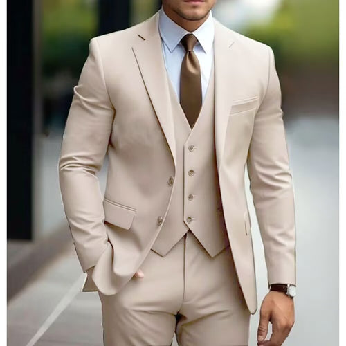 2026 Men‘s 3-Piece Suit Set | Loose Fit Wedding & Business Suit for Men Big & Tall Gentlemen | Cross-Border Formal Wear