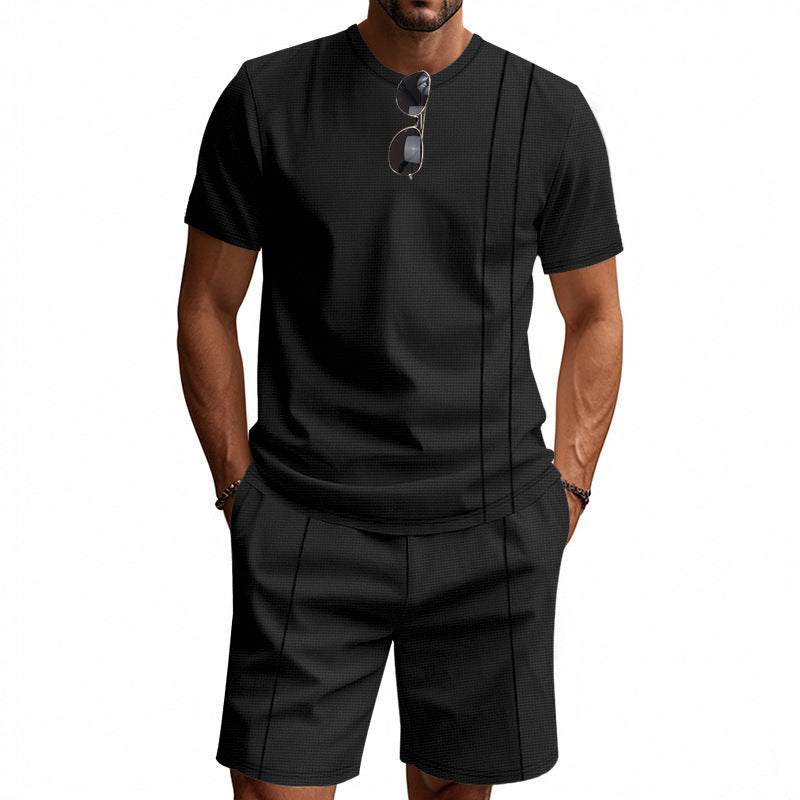 Men's Waffle Texture Lounge Set - 2025 Spring Summer Casual Two-Piece Outfit | CY20