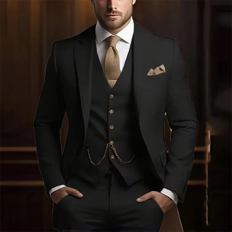Premium 3-Piece Suit Set | Men’s Wedding & Banquet Suit with Vest | Tailored Fit Formal Wear in 20 Colors