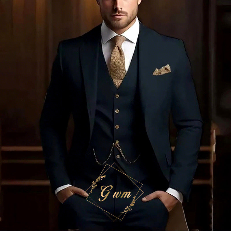 Premium 3-Piece Suit Set | Men’s Wedding & Banquet Suit with Vest | Tailored Fit Formal Wear in 20 Colors