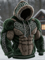 Men's Flannel Hoodie | Muscle Fit Pullover with Chest Print | Casual Athletic Streetwear Top | JLCLM