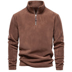 Men’s Fleece Pullover Sweatshirts | Autumn-Winter 2025 Europe Fashion | Half-Zip Stand Collar Tops | HD08