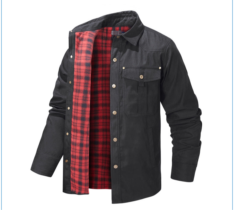 Men's Plaid Jacket Long Sleeve Button-Down Flannel Jacket with Pockets for Streetwear | 3268