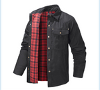 Men's Plaid Jacket Long Sleeve Button-Down Flannel Jacket with Pockets for Streetwear | 3268
