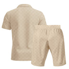 Men’s Trendy Checkerboard Polo Shirt & Matching Shorts Two-Piece Summer Outfit Set | CW-25