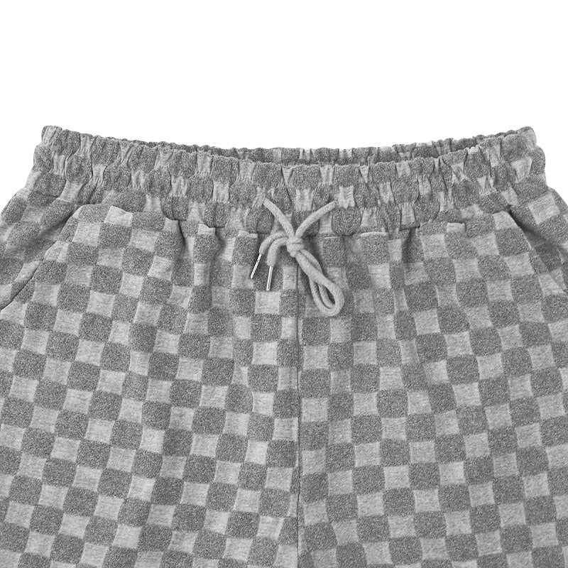 Men’s Trendy Checkerboard Polo Shirt & Matching Shorts Two-Piece Summer Outfit Set | CW-25