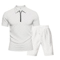 Men’s Trendy Checkerboard Polo Shirt & Matching Shorts Two-Piece Summer Outfit Set | CW-25