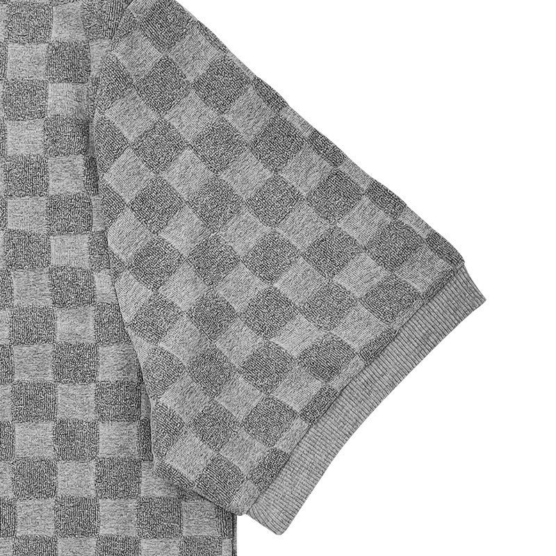 Men’s Trendy Checkerboard Polo Shirt & Matching Shorts Two-Piece Summer Outfit Set | CW-25