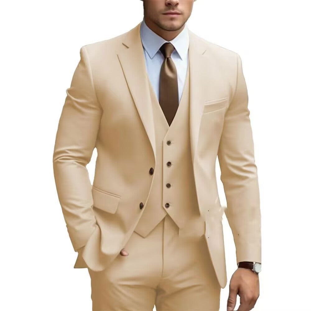 2026 Men‘s 3-Piece Suit Set | Loose Fit Wedding & Business Suit for Big & Tall Gentlemen | Cross-Border Formal Wear | SBT003