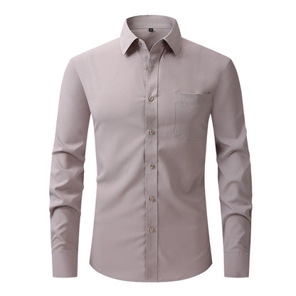 Chemise habillée à manches longues pour homme, coupe slim, élastique, sans repassage | W7 