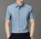 Men’s Summer Jacquard Knit Cardigan – Lightweight & Breathable Short Sleeve Shirt | 2568