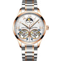 AIlang Automatic Watch | Dual Moon Phase & Calendar Men's Watch | Rose Gold/Steel Chronograph Business Watch | AL-8822