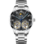 AIlang Automatic Watch | Dual Moon Phase & Calendar Men's Watch | Rose Gold/Steel Chronograph Business Watch | AL-8822