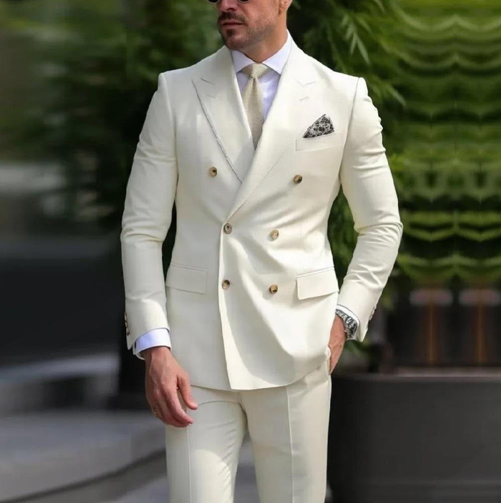 Men's Premium 2pcs Suits – Formal Wedding Groom Attire in Multiple Colors