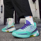 Men's Colorful Flying Woven Basketball Sneakers High Elastic Breathable Running Shoes | 6805