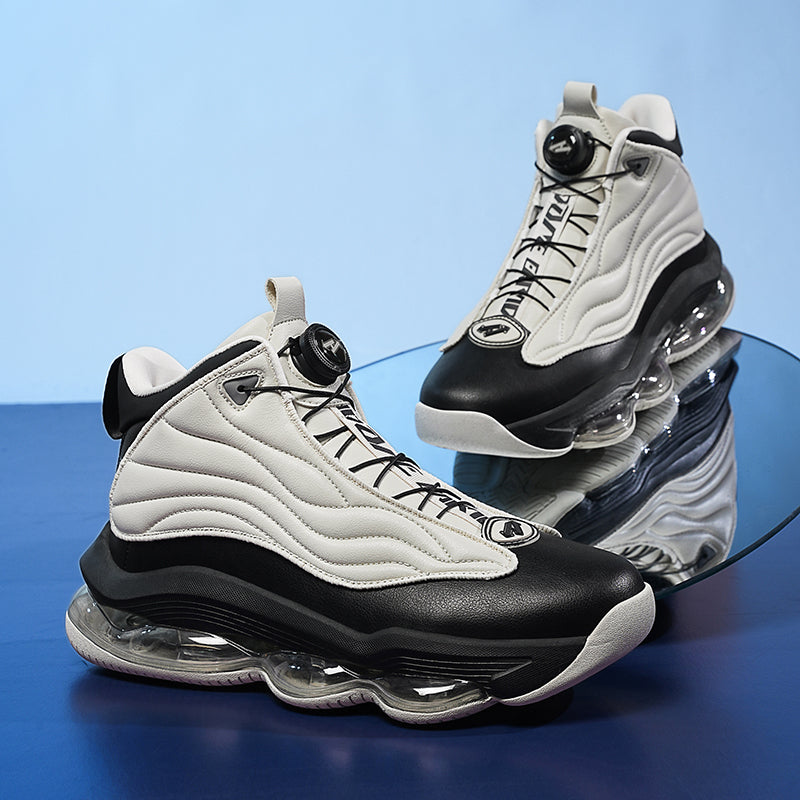 Men’s High-Top Basketball Shoes with Rotating Strap & Air Cushion – Street Sport Sneakers | A329