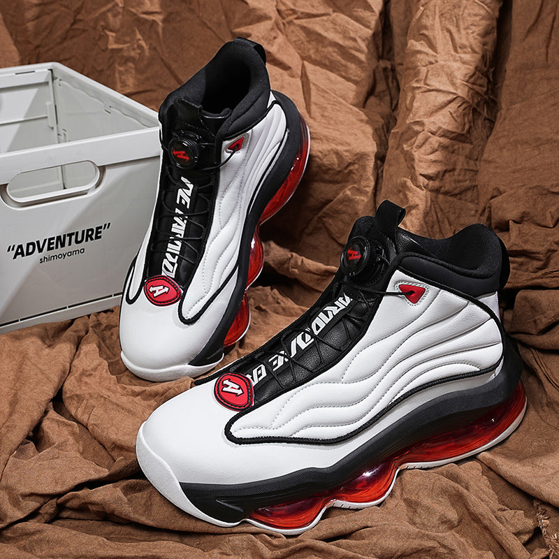 Men’s High-Top Basketball Shoes with Rotating Strap & Air Cushion – Street Sport Sneakers | A329