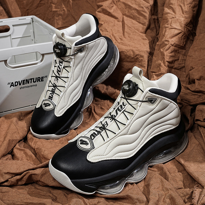 Men’s High-Top Basketball Shoes with Rotating Strap & Air Cushion – Street Sport Sneakers | A329