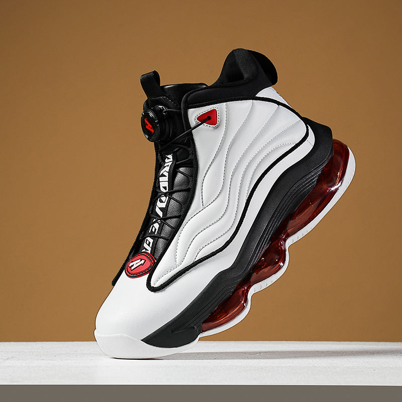 Men’s High-Top Basketball Shoes with Rotating Strap & Air Cushion – Street Sport Sneakers | A329
