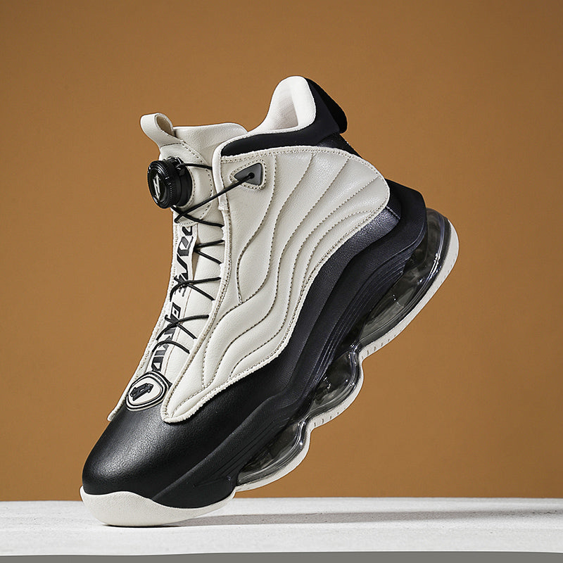 Men’s High-Top Basketball Shoes with Rotating Strap & Air Cushion – Street Sport Sneakers | A329