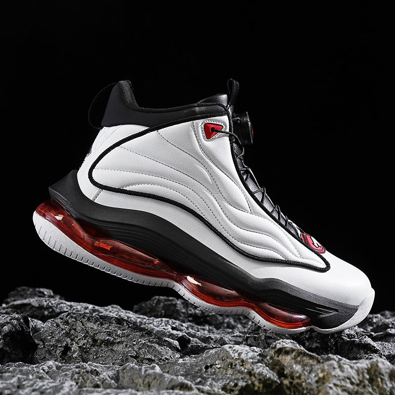 Men’s High-Top Basketball Shoes with Rotating Strap & Air Cushion – Street Sport Sneakers | A329