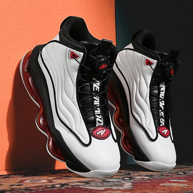 Men’s High-Top Basketball Shoes with Rotating Strap & Air Cushion – Street Sport Sneakers | A329