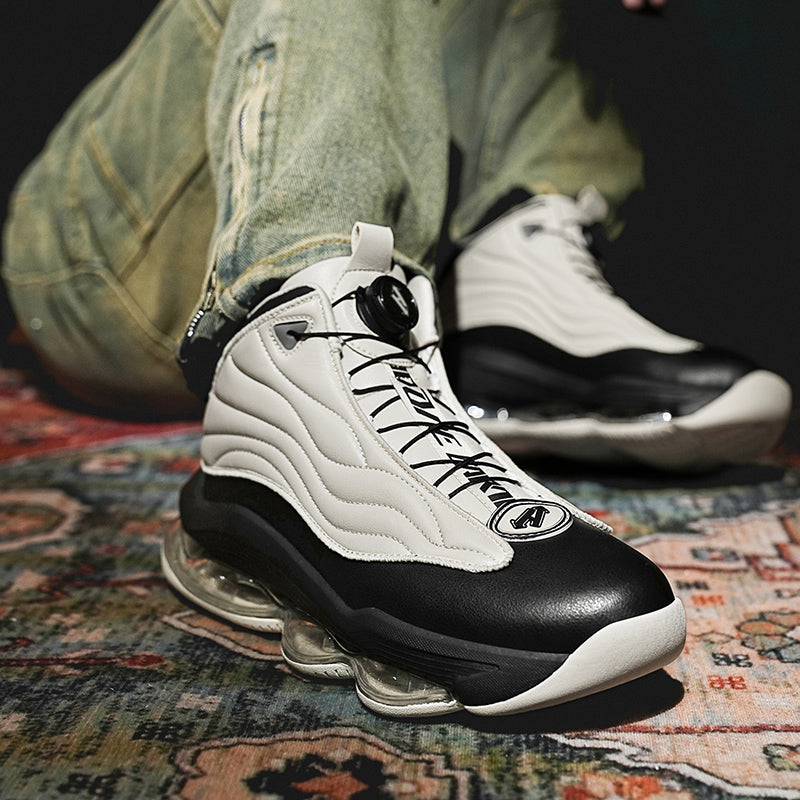 Men’s High-Top Basketball Shoes with Rotating Strap & Air Cushion – Street Sport Sneakers | A329