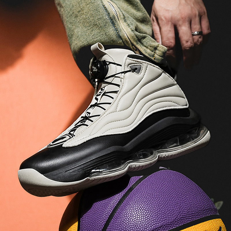 Men’s High-Top Basketball Shoes with Rotating Strap & Air Cushion – Street Sport Sneakers | A329