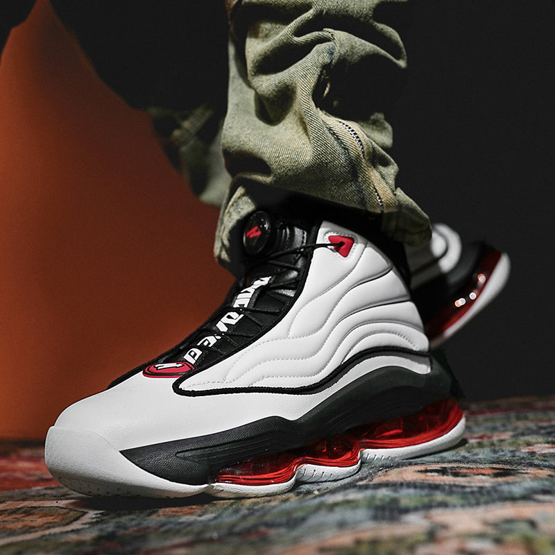 Men’s High-Top Basketball Shoes with Rotating Strap & Air Cushion – Street Sport Sneakers | A329