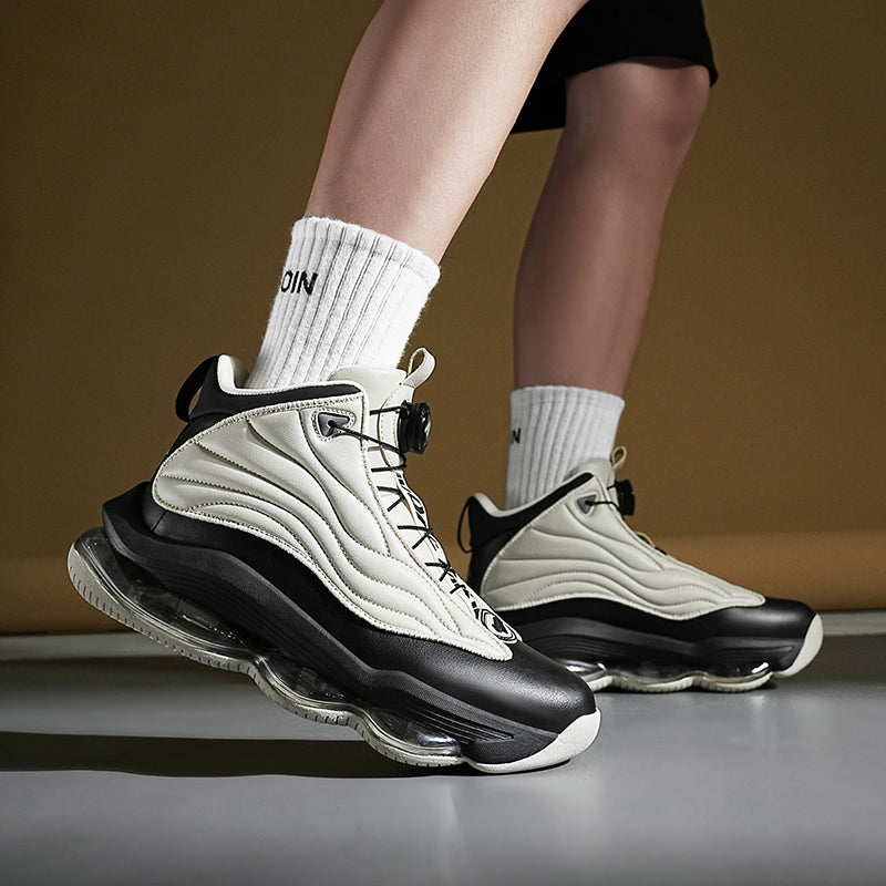 Men’s High-Top Basketball Shoes with Rotating Strap & Air Cushion – Street Sport Sneakers | A329